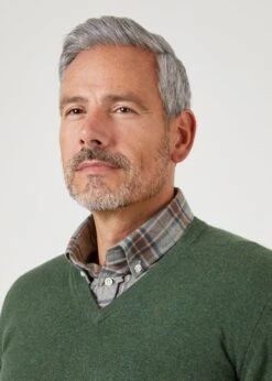 Albury Geelong Wool Jumper In Rosemary - Regular Fit -Elegant Wear World mens geelong wool jumper rosemary 3