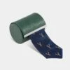 Ripon Silk Country Tie In Navy - Deer Design -Elegant Wear World mens ripon silk country tie deer design navy