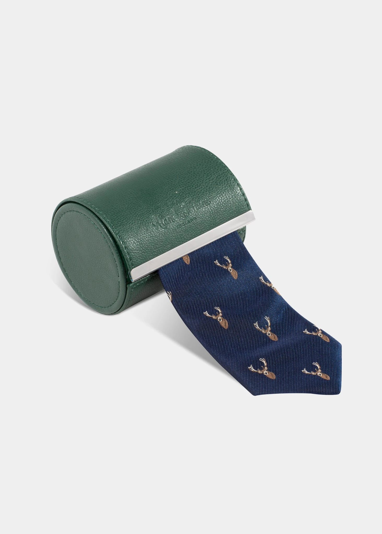Ripon Silk Country Tie In Navy - Deer Design 1 Ripon Silk Country Tie In Navy - Deer Design
