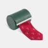 Ripon Silk Country Tie In Red - Deer Design -Elegant Wear World mens ripon silk country tie deer design red