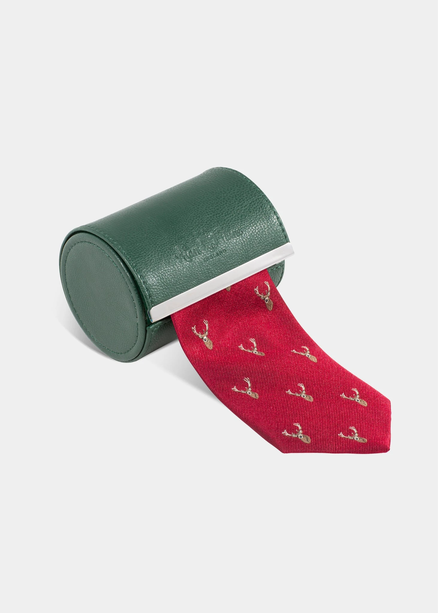 Ripon Silk Country Tie In Red - Deer Design 1 Ripon Silk Country Tie In Red - Deer Design