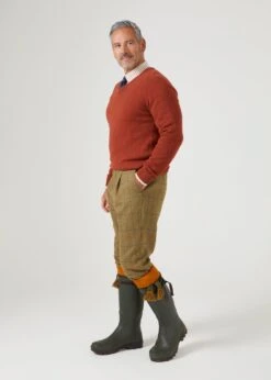 Streetly Men's V Neck Jumper In Tiger - Classic Fit -Elegant Wear World mens shooting tweed breeks elm 4 c171e96e deb4 4cde 9af8 ffbbf5853a51