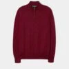 Barton Merino Wool 1/4 Zip Mock Jumper In Bordeaux - Regular Fit -Elegant Wear World merino wool half zip jumper bordeaux