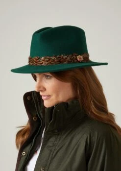 Richmond Ladies Fedora In Bottle -Elegant Wear World richmond ladies fedora hat green 2