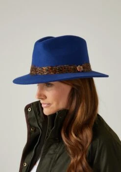 Richmond Ladies Fedora In Blue 9 Richmond Ladies Fedora In Blue -Elegant Wear World richmond ladies pheasant wrap fedora blue 4