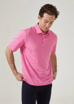 Rockbourne Performance Polo In Carnation - Sports Fit -Elegant Wear World rockbourne mens polo shirt carnation 2