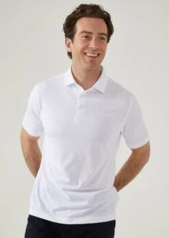 Rockbourne Performance Polo In White - Sports Fit -Elegant Wear World rockbourne mens polo shirt white 2