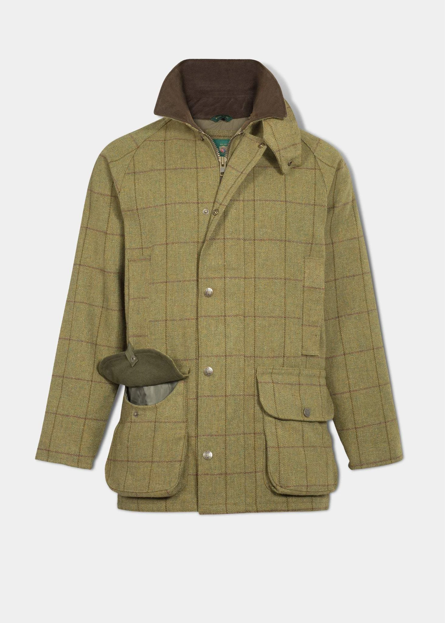 Rutland Men's Tweed Waterproof Shooting Coat In Lichen - Regular Fit 1 Rutland Men's Tweed Waterproof Shooting Coat In Lichen - Regular Fit