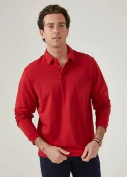 Storwood Long Sleeve Polo Shirt In Rosso 6 Storwood Long Sleeve Polo Shirt In Rosso -Elegant Wear World storwood mens faded dye polo shirt rosso 1