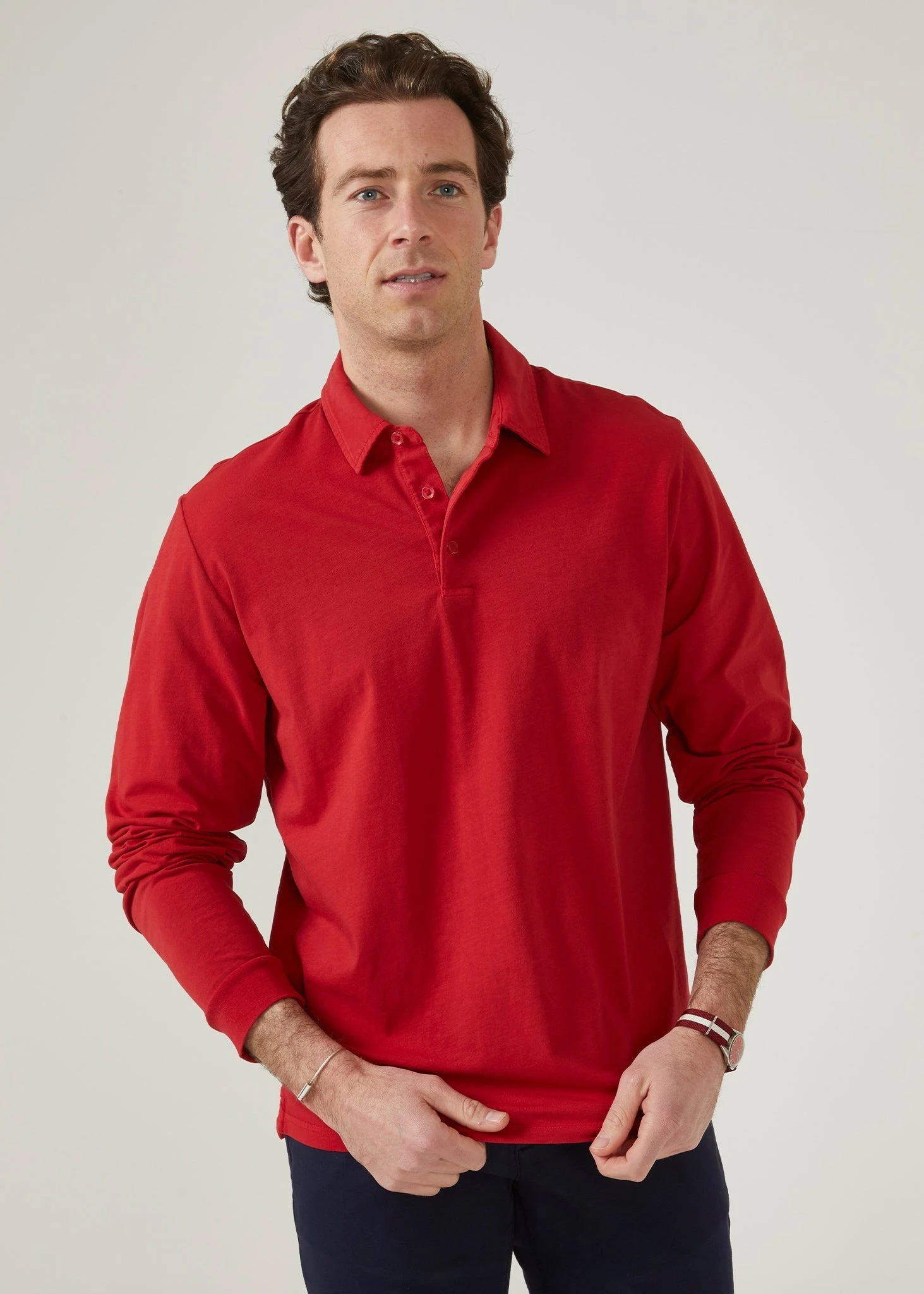 Storwood Long Sleeve Polo Shirt In Rosso 2 Storwood Long Sleeve Polo Shirt In Rosso - Image 2
