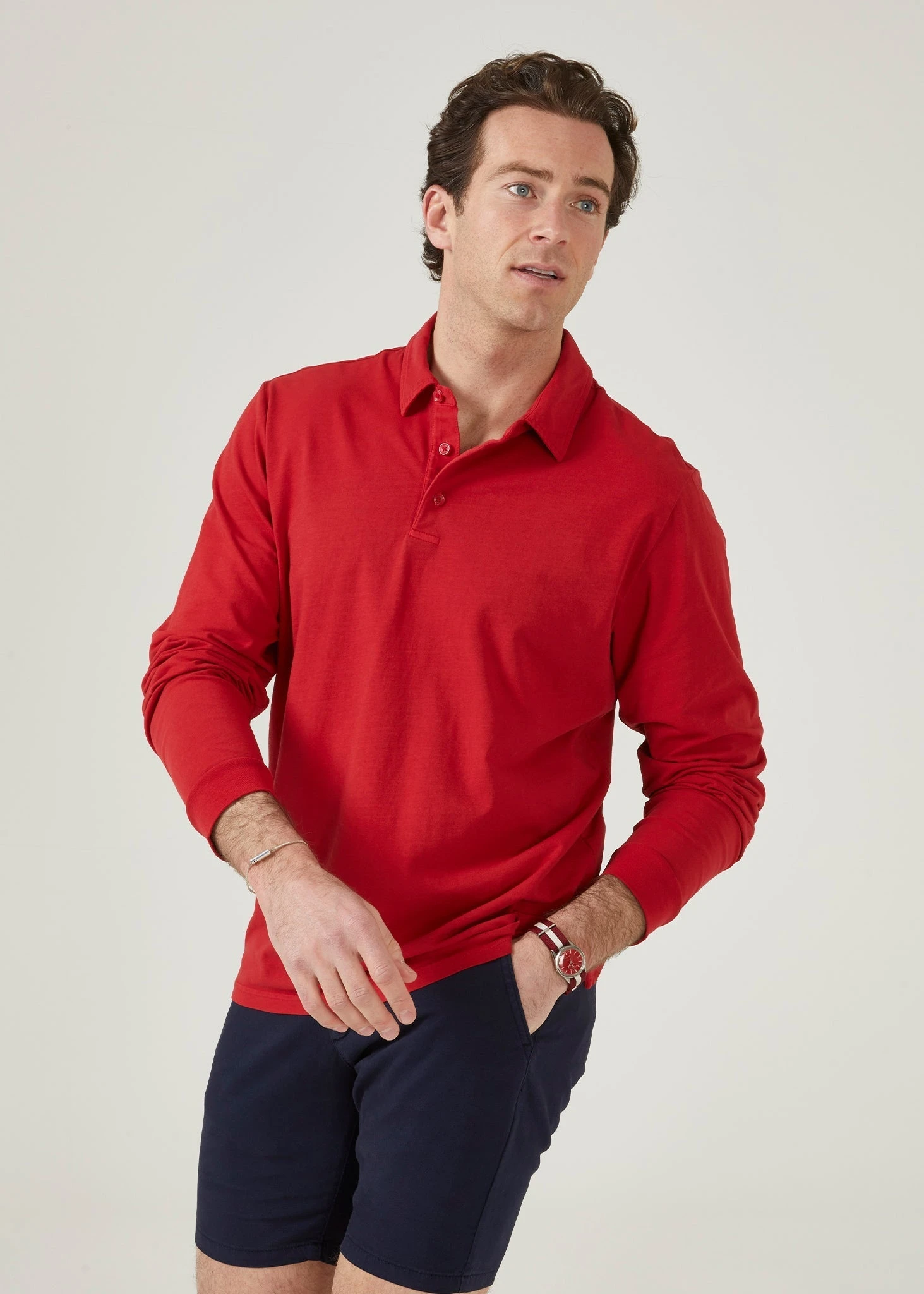 Storwood Long Sleeve Polo Shirt In Rosso 4 Storwood Long Sleeve Polo Shirt In Rosso - Image 4