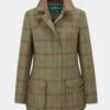 Surrey Ladies Tweed Coat In Clover - Regular Fit -Elegant Wear World surrey womens tweed coat clover