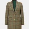 Surrey Ladies Mid-Thigh Tweed Coat In Clover - Regular Fit -Elegant Wear World surrey womens tweed coat mid thigh clover