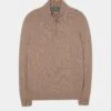 Sutherland Lambswool 1/4 Zip Jumper In Camel - Regular Fit 11 Sutherland Lambswool 1/4 Zip Jumper In Camel - Regular Fit -Elegant Wear World sutherland lambswool quater zip jumper camel 1