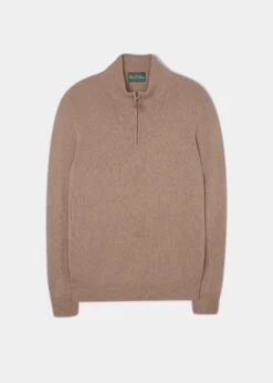 Sutherland Lambswool 1/4 Zip Jumper In Camel - Regular Fit