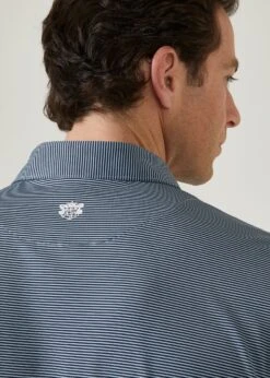 Waterbeach Striped Polo Shirt In Navy - Sports Fit -Elegant Wear World waterbeach polyester polo shirt navy 5