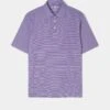 Waterbeach Striped Polo Shirt In Plum - Sports Fit -Elegant Wear World waterbeach polyester polo shirt plum