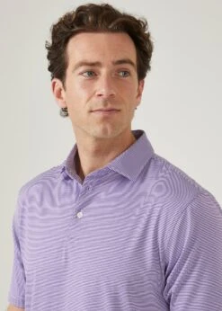 Waterbeach Striped Polo Shirt In Plum - Sports Fit -Elegant Wear World waterbeach polyester polo shirt plum 2