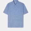 Waterbeach Striped Polo Shirt In Mid Blue - Sports Fit -Elegant Wear World waterbeach short sleeve polo mid blue